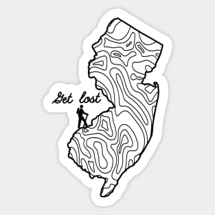 Get Lost Hiking Topographic Art Hike New Jersey State Map Sticker